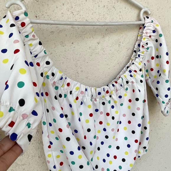 Zara off shoulder polka dot summer crop top - Picture 6 of 8